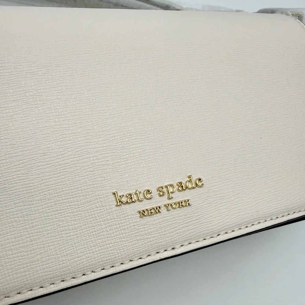 Kate Spade Devin Colorblocked Flap Chain Wallet Timeless Taupe Multi